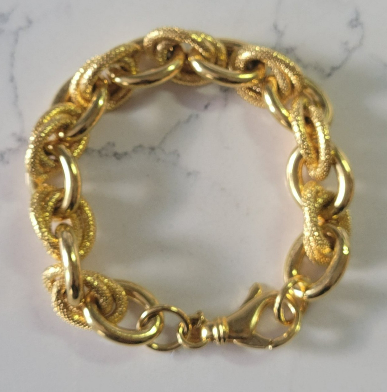 MILOR ITALY Gold-Plated Bronze Bracelet Rolo Oval Link MINT