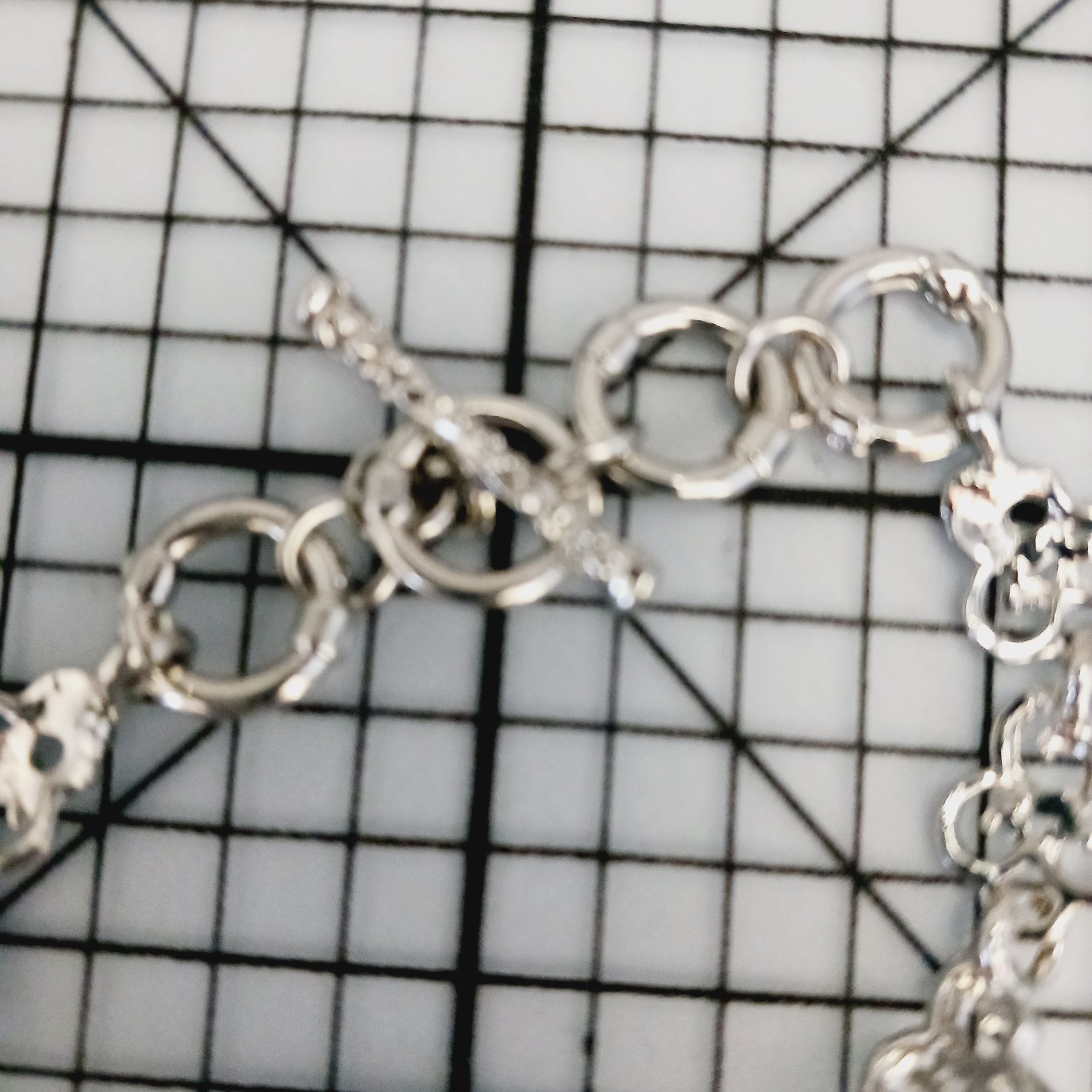 Bracelet Link Purple Cabochon Silver Tone Filigree Romantic Boho Victorian 2000s