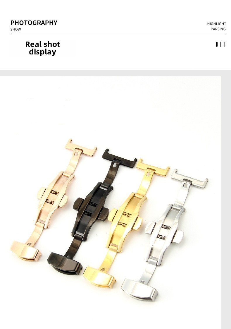 Stainless steel butterfly clasp watch buckle High-grade clasp 14 16 18 20 22mm