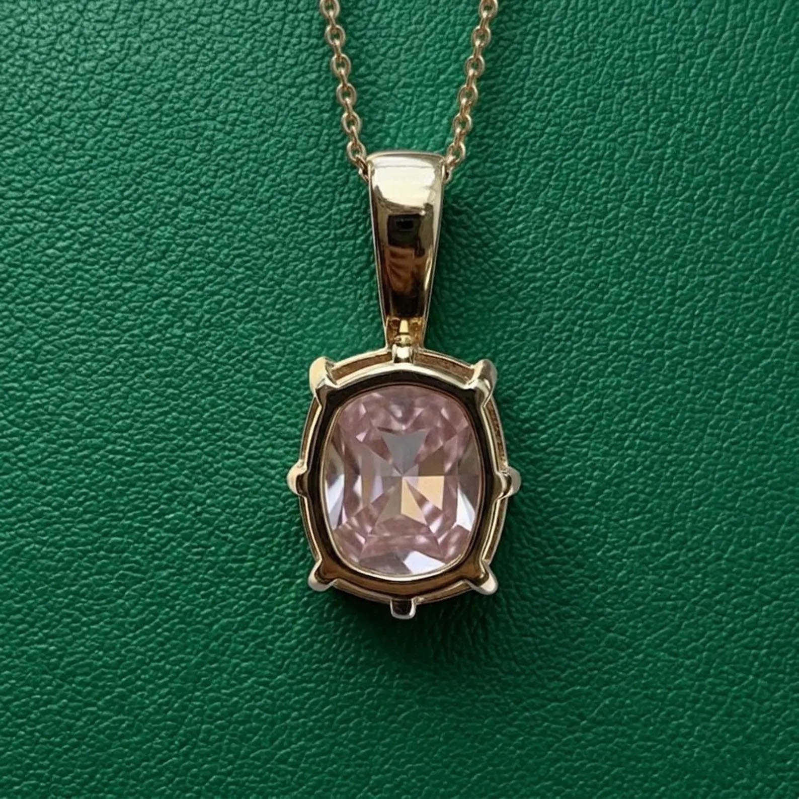 RARE 6.65 Ct Pink Treated Diamond Solitaire Pendant in 925 Silver Certified