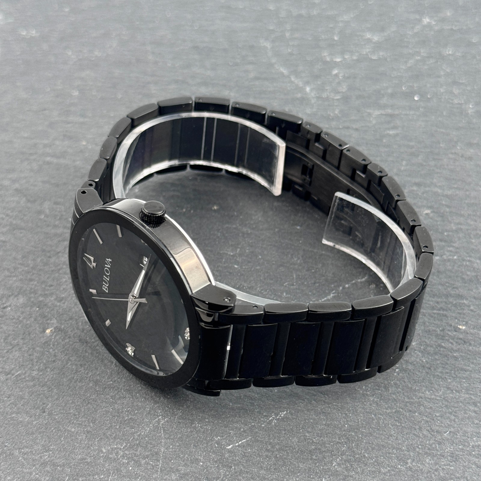 Bulova Futuro Men’s Modern 98D144 Black Diamond Dial Quartz Watch 42mm