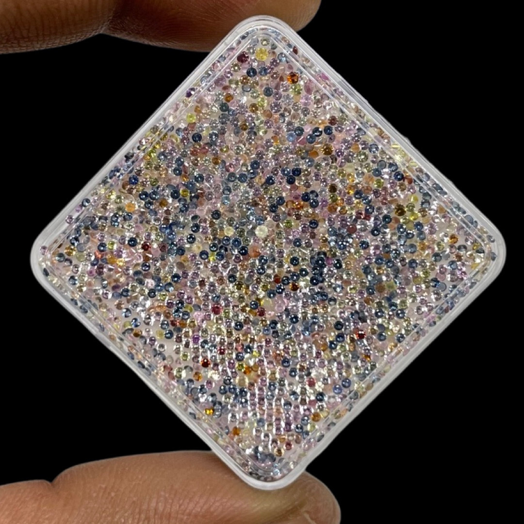 500 Pcs Natural Multi Sapphire 0.9mm-1mm Round Diamond Cut Loose Gemstones Lot