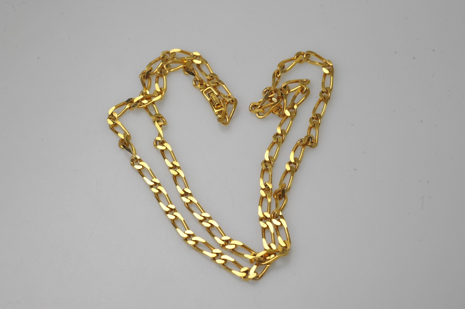Vintage MONET Figaro Flat Link Gold Tone Chain 30” Long Necklace signed R25