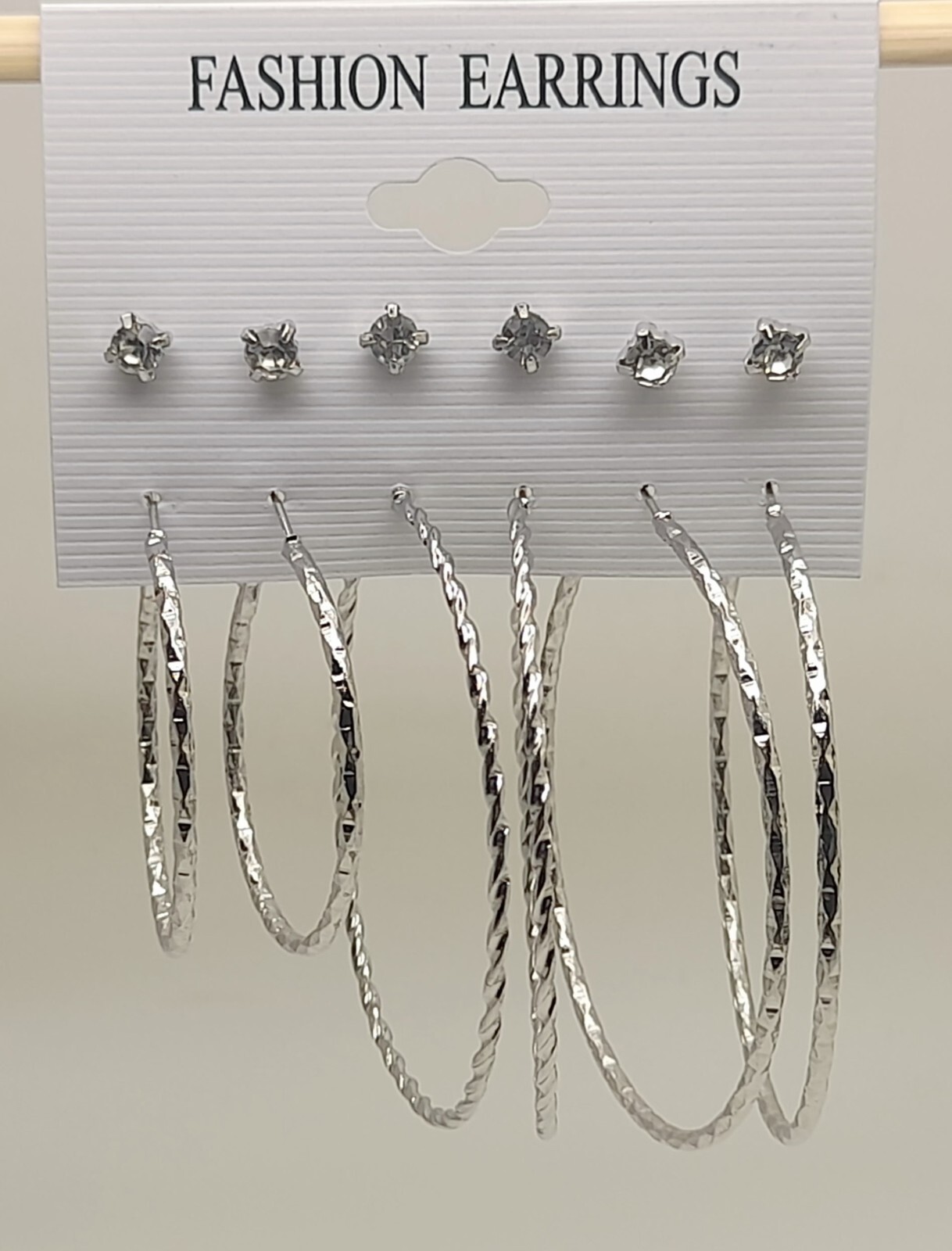 set of 12 Pairs/2 card multi style gold/silver color stone/hoop fashion earrings