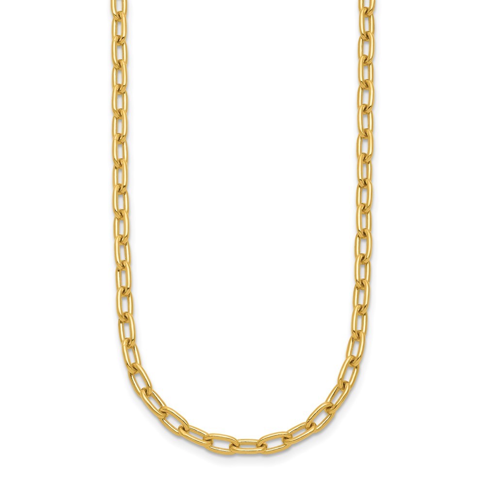 14K Yellow Gold Polished 3.6mm Solid Oval Link Cable Chain Necklace 20″ 15.31gm