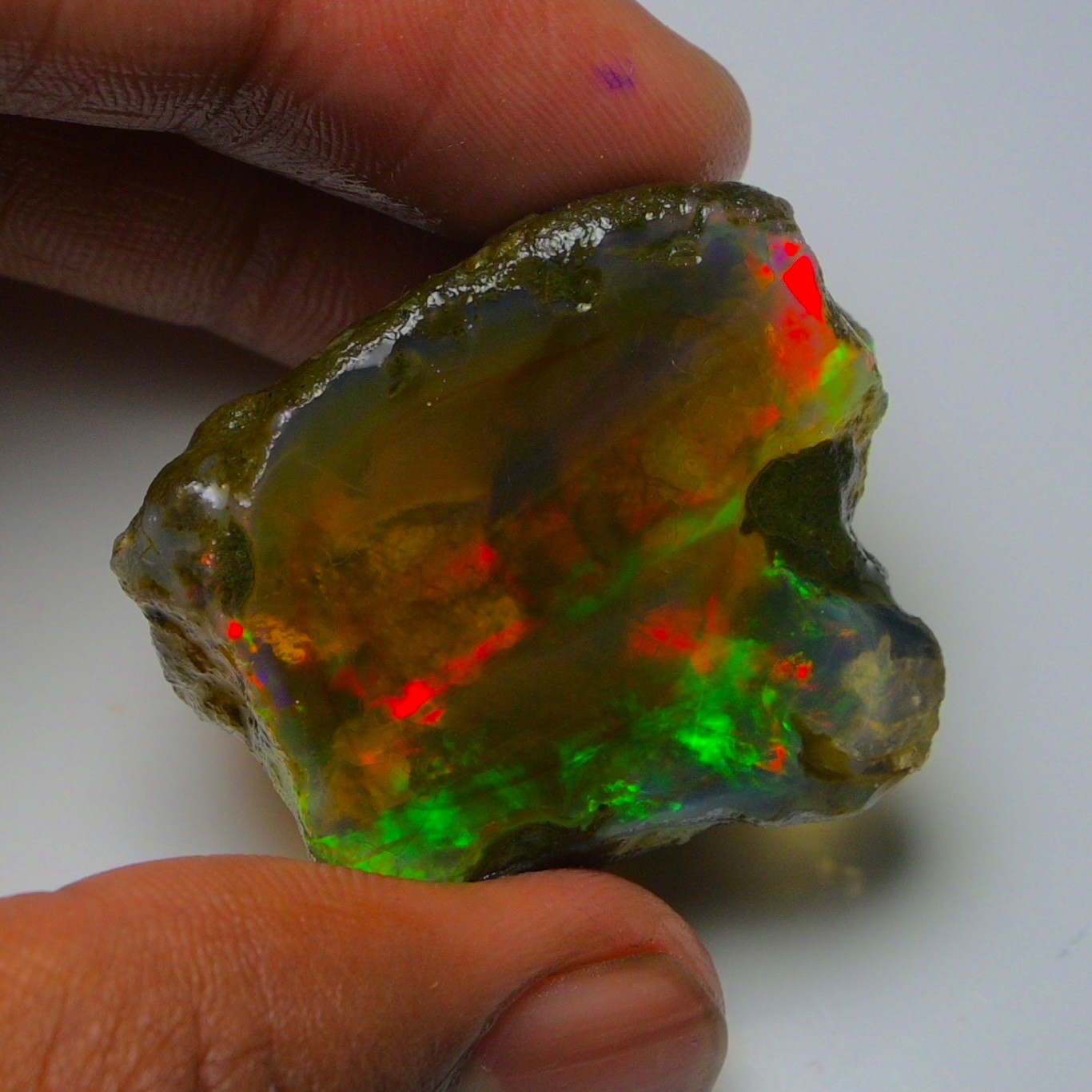 Ethiopian Oil Opal Specimen 87.55 cts Natural Rough Gemstone – Fire Opal Roug