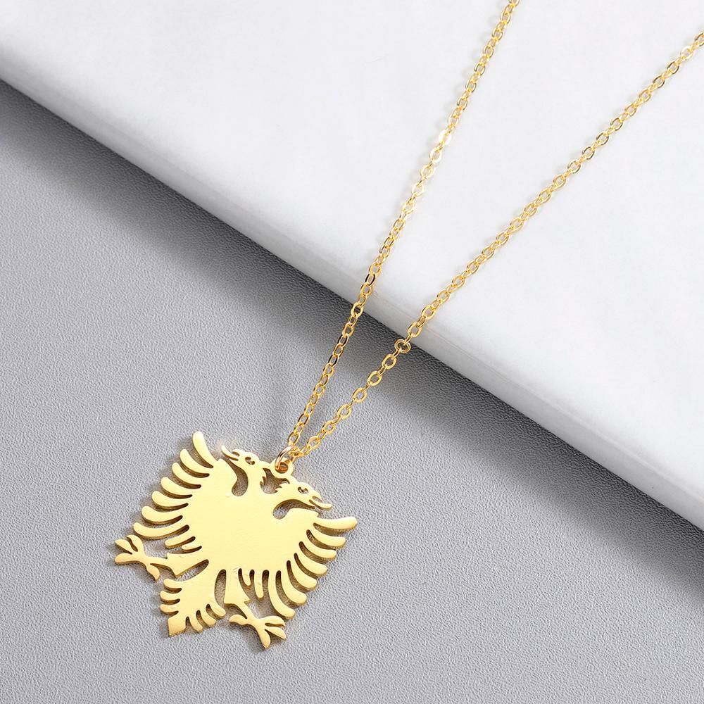 Albania Necklace Pendant Chain Double Headed Eagle Albanian Albino Gold Silver