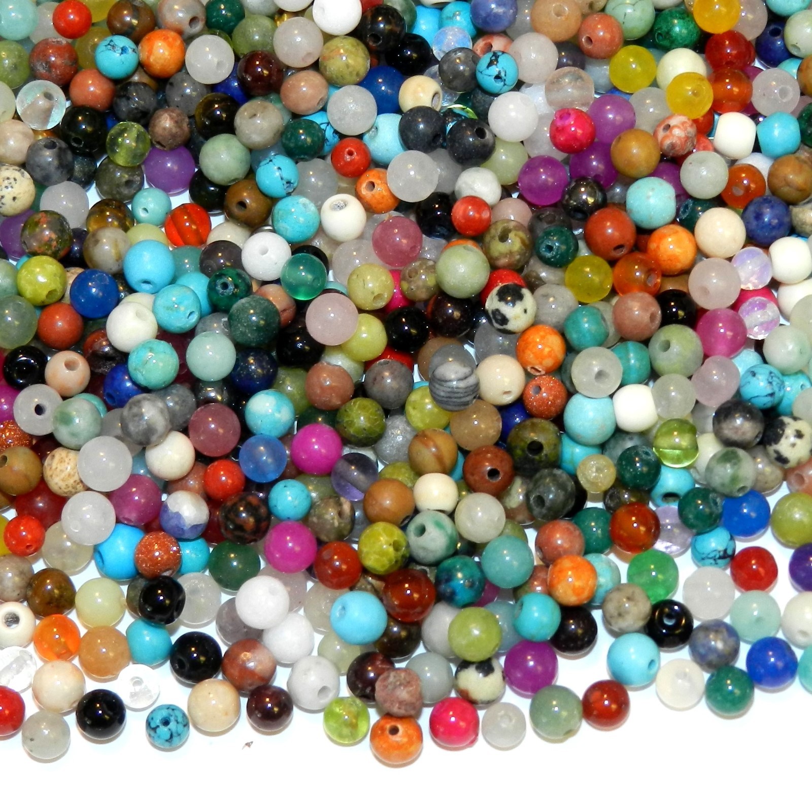 GRL9910 Assorted Mixed 4mm Round Gemstone Beads 4-ounce Bag (1,000 Beads)