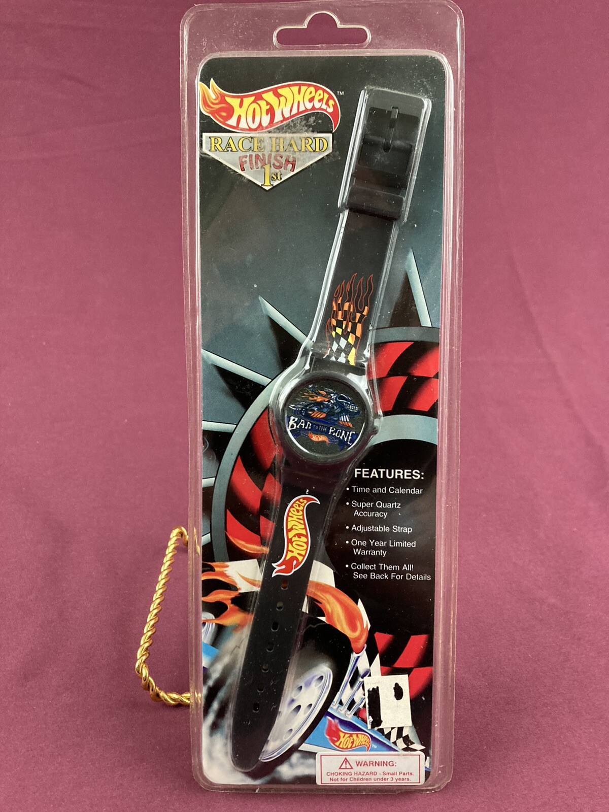 Vintage Hot Wheels Race Hard Digital Wrist Watch Red Flame Band NIB