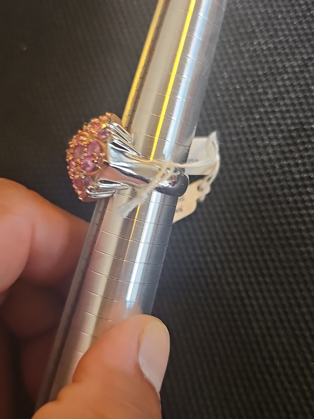 Gems En Vogue 5.12 Ctw Palladium Silver Multi Stone Pink Sapphire Ring Size 8
