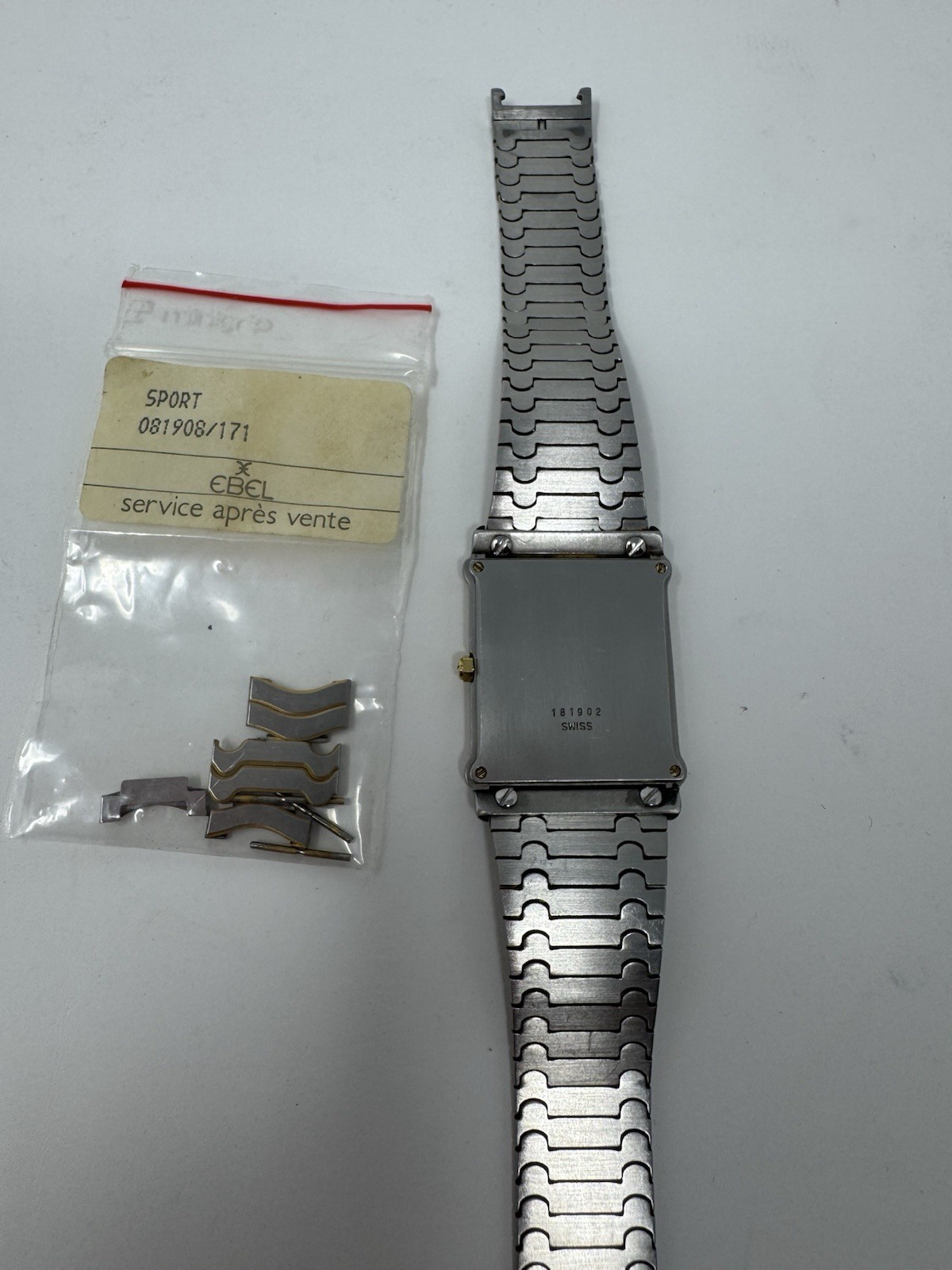 Men’s EBEL 1911 Tank Watch Ref #181902. Comes With Extra Links.