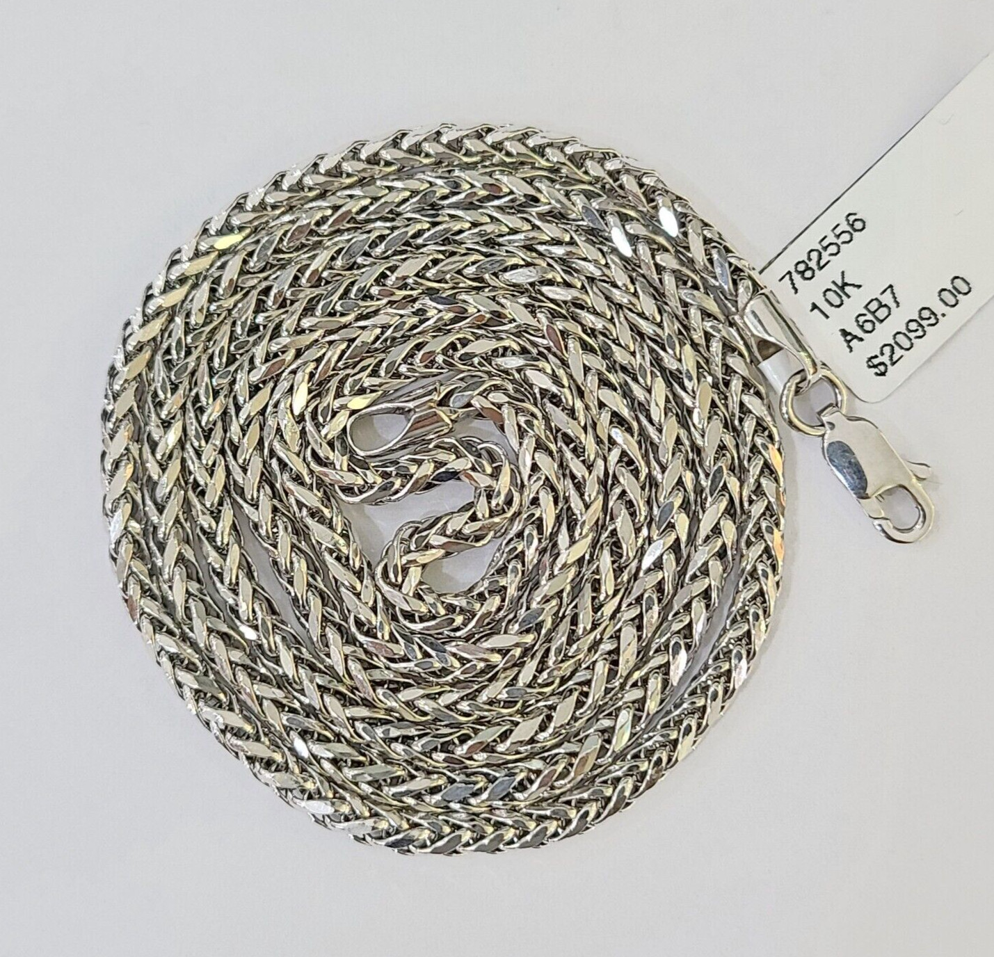 Real 10k Palm Chain White Gold 2.5 mm 24 Inch Necklace Men Women Real Genuine