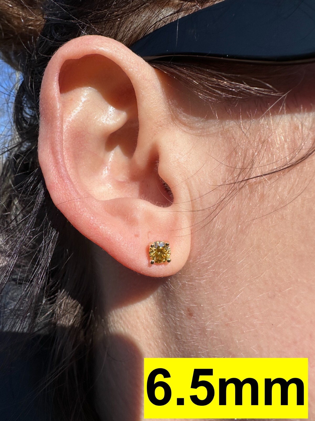 Real Canary Yellow Moissanite Screwback Stud Earrings 925 Silver 3-8mm Pass Test