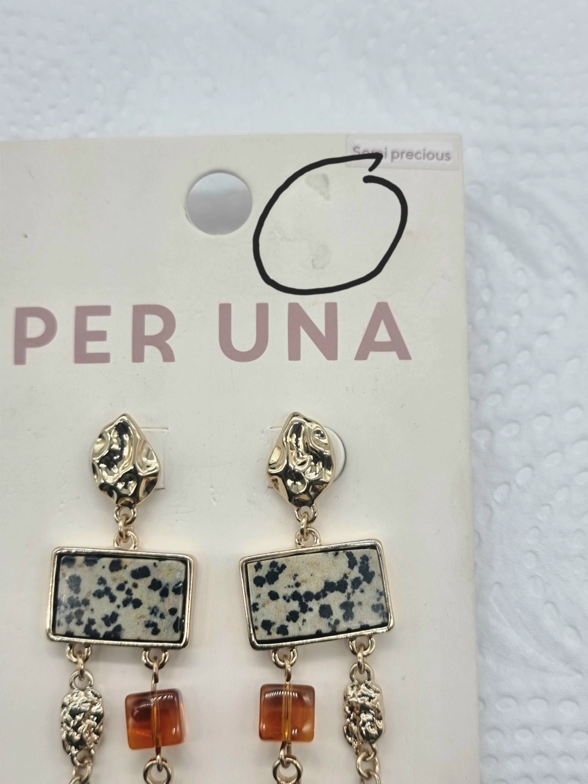 Per Una M&S Multi-Stone Chandelier Drop Earrings Dalmatian Jasper Sodalite 7cm
