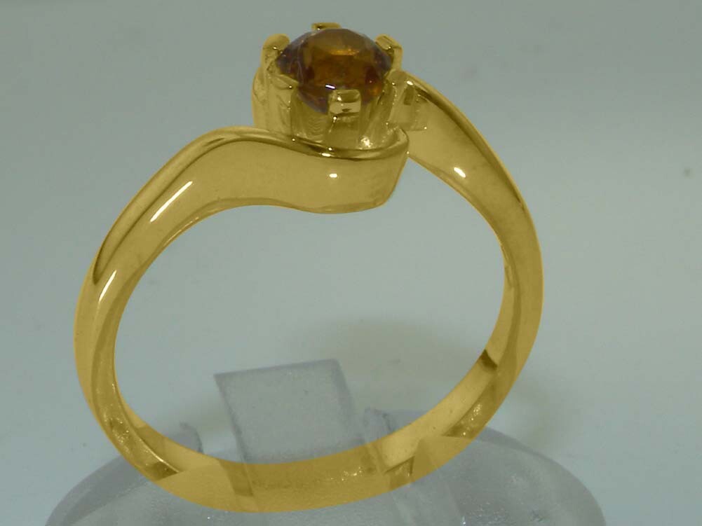 18k Yellow Gold Natural Citrine Womens Solitaire Ring – Sizes 4 to 12