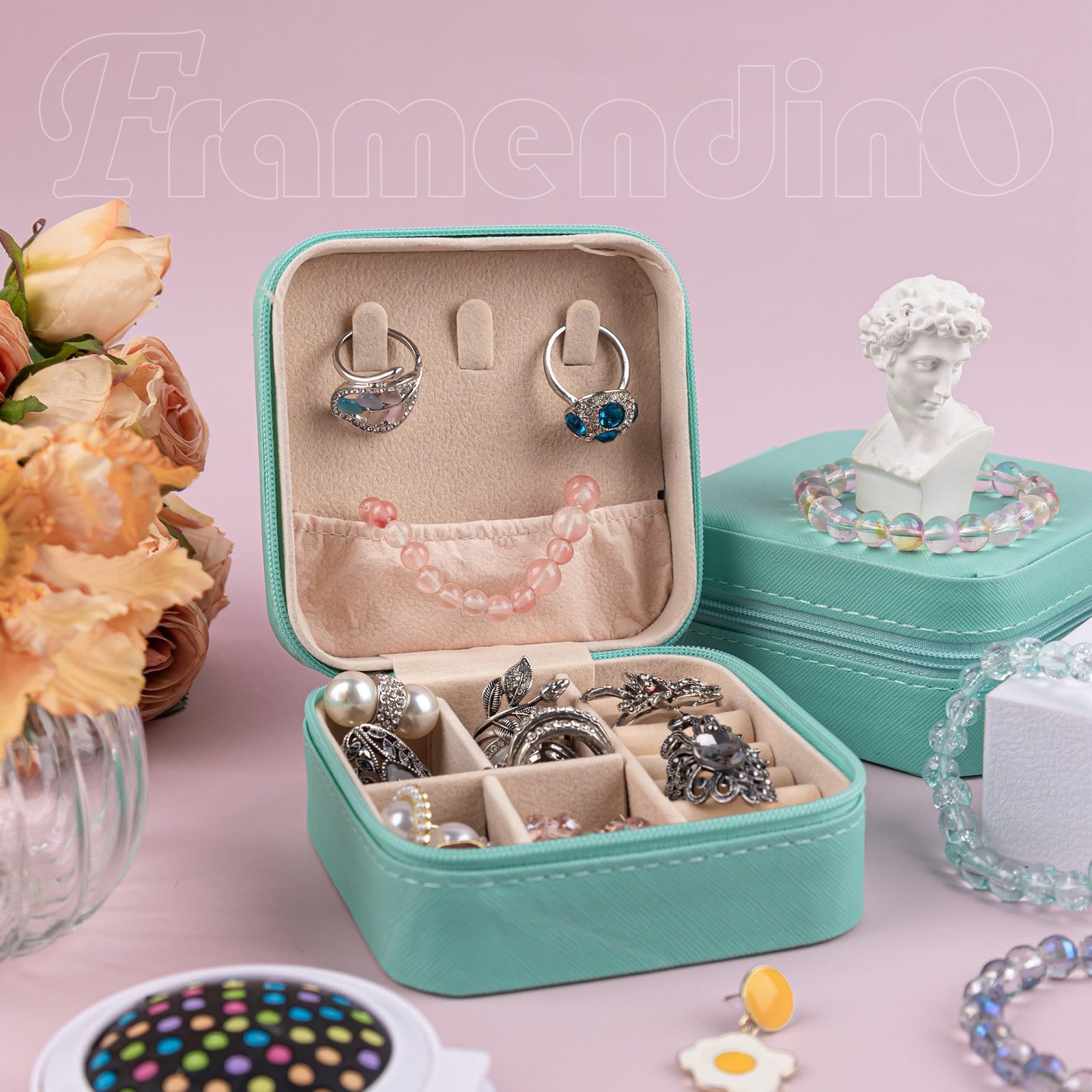 , 8 Pack Mini Travel Jewelry Box Small Organizers Portable Display Storage Ca…