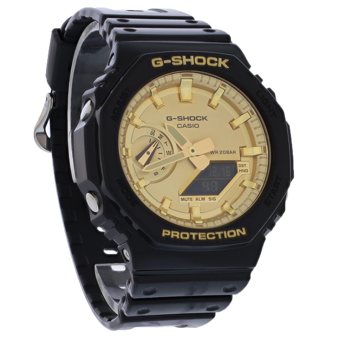 Casio G-Shock Men’s Black Resin Gold Dial Chronograph Quartz Watch – GA2100GB-1A