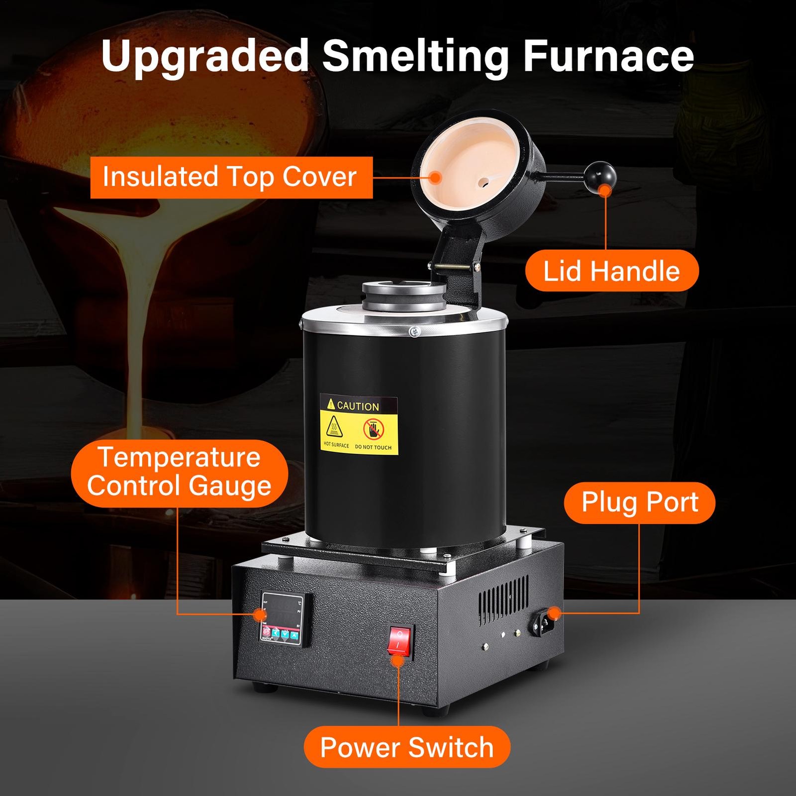 Electric Gold Melting Furnace 1500W With Digital Control And Crucibles