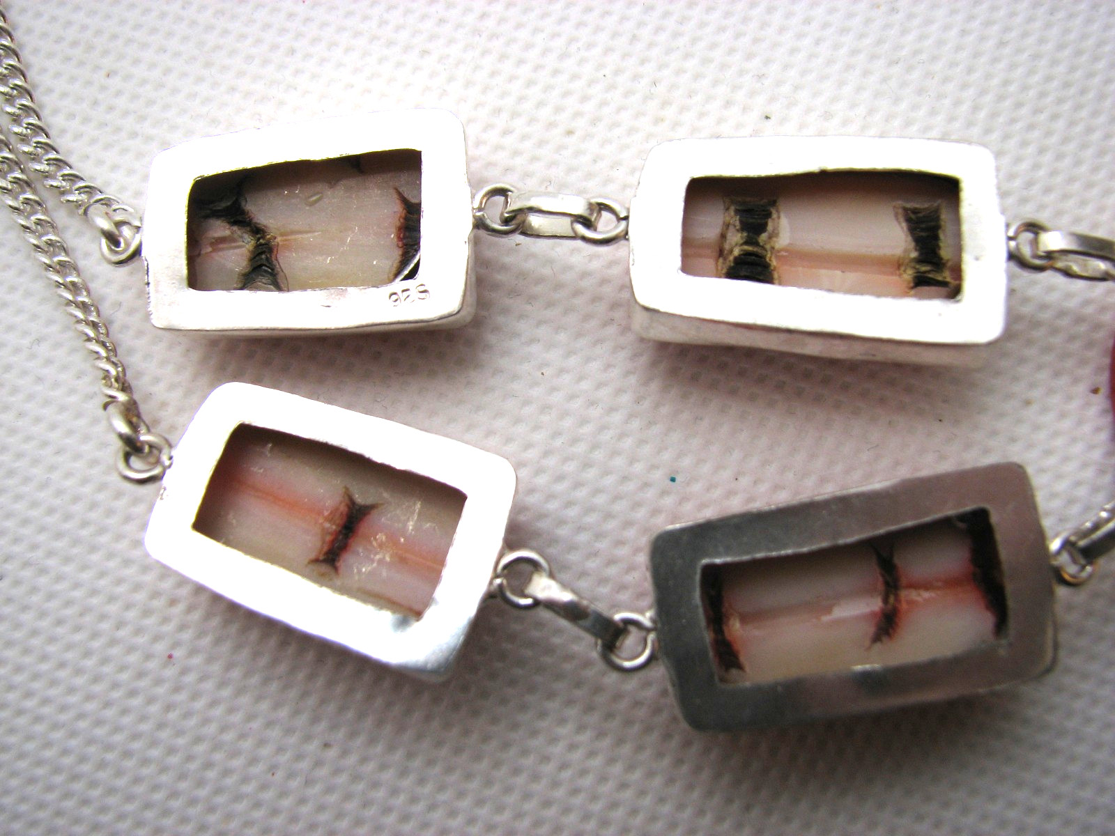 Natural Polished Orange Coral Rectangular Cabochon Pendant Necklace 19.5″