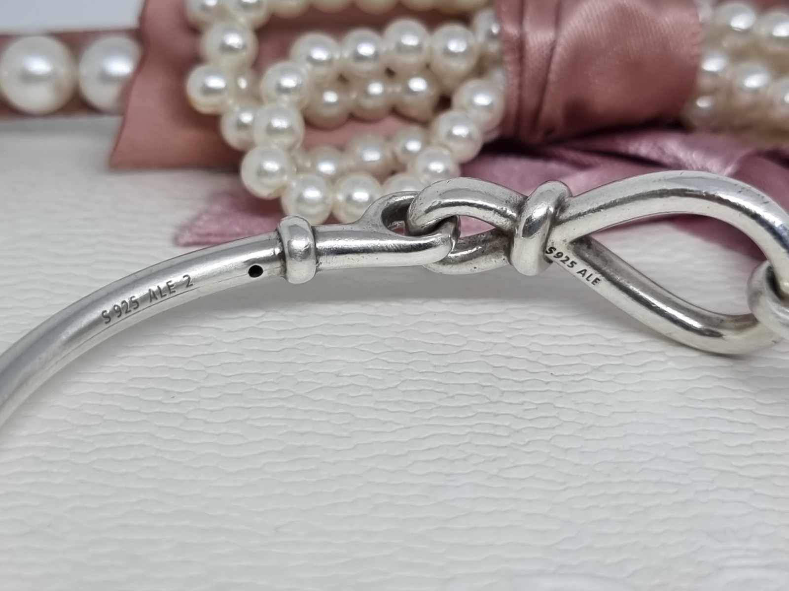 Genuine Pandora Silver Infinity Knot Bangle Size 2 💕 17.5cm