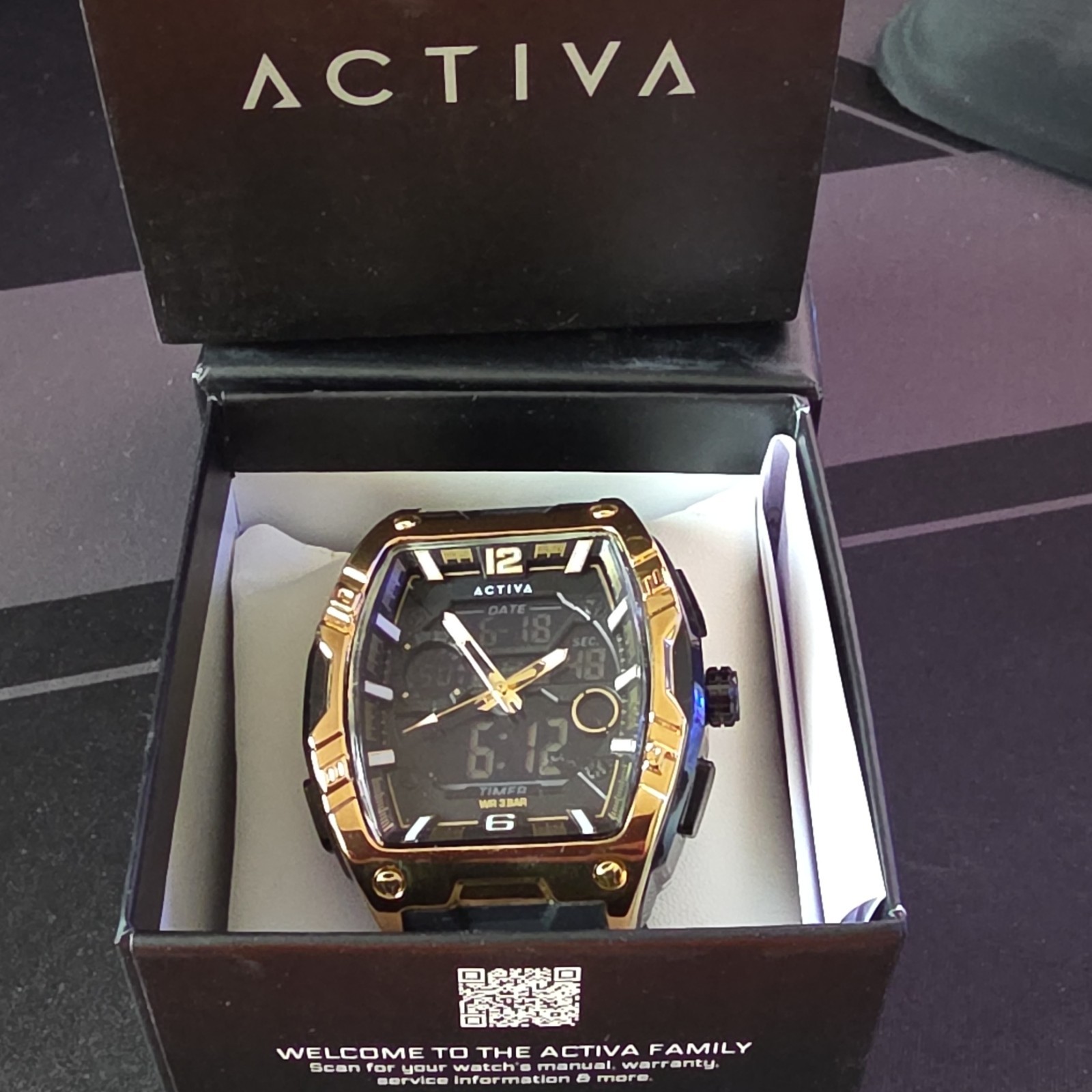 Activa Date Men’s Analog-Digital Quartz Watch Date Alarm 44-47.9mm 30m