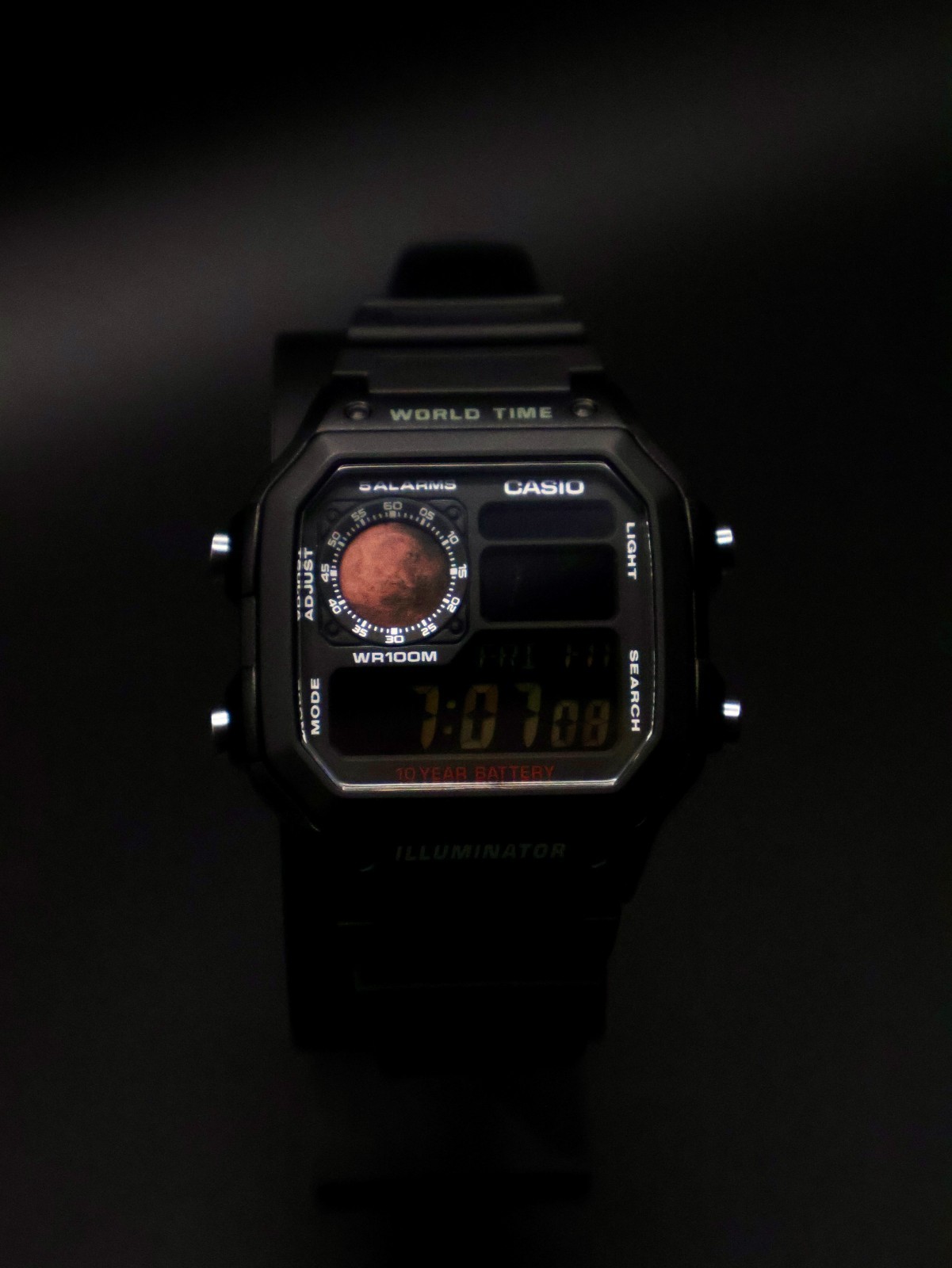 “Ares” | Custom Mars Negative Display Casio | Royale | AE-1200 | ☄️⚫️ | MOD