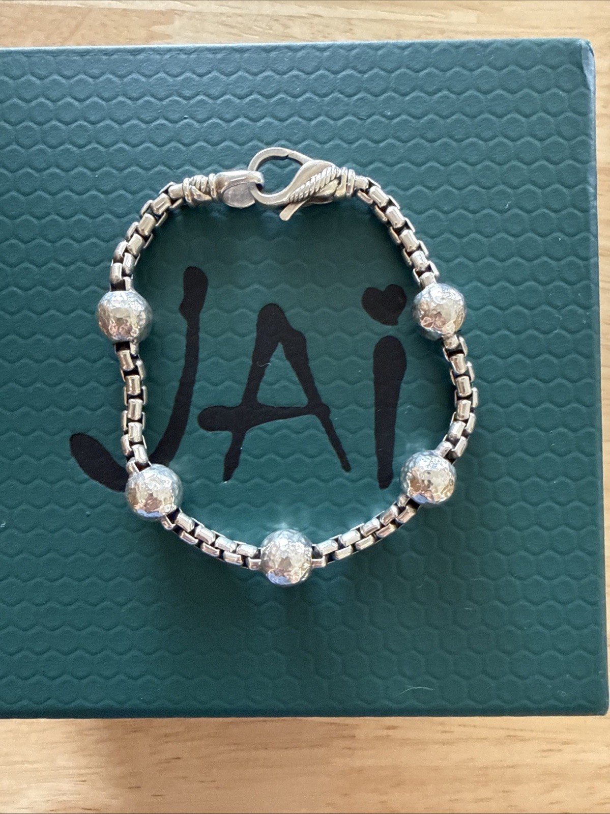 Jai John Hardy Hammered Bead Box Chain Bracelet size small