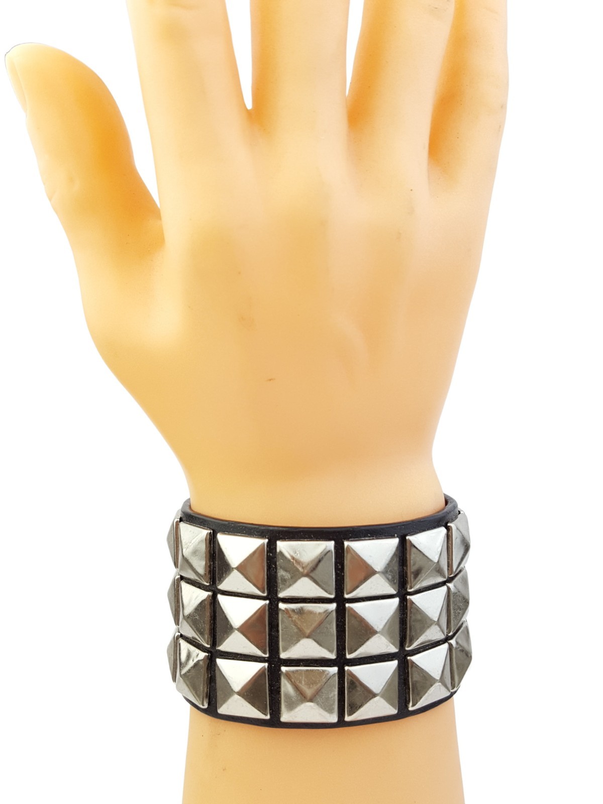 Bracelet: Chrome studded Leather Cuff