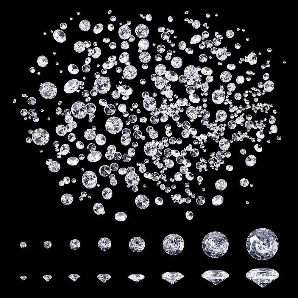 1080Pcs 8 Sizes Zirconia Stones, 1~6Mm Clear Loose CZ Stones Grade