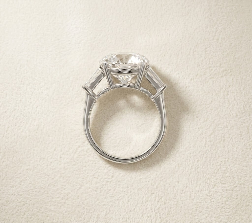 Lab Grown 6.80 Carat Round Cut E/VS1 Diamond Engagement Ring 14k White Gold IGI