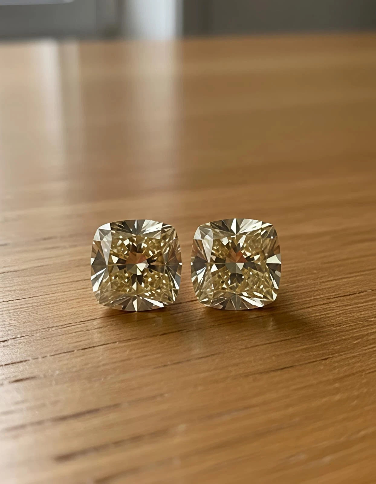 6×6 MM Brown cushion Cut VVS1 Loose Diamond Premium Quality Gemstone 2 pcs
