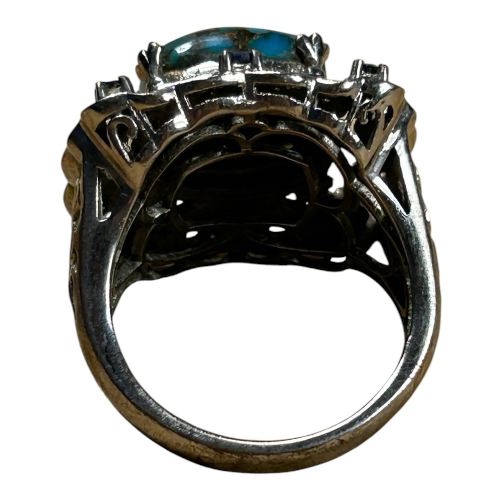 Copper Turquoise Ring Sterling Silver 925 Karis STS Size 7.5