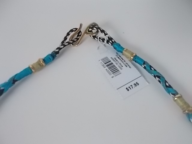 GAP Friendship Necklace BLK Turq rope String Silver layer Necklace NWT $17.95