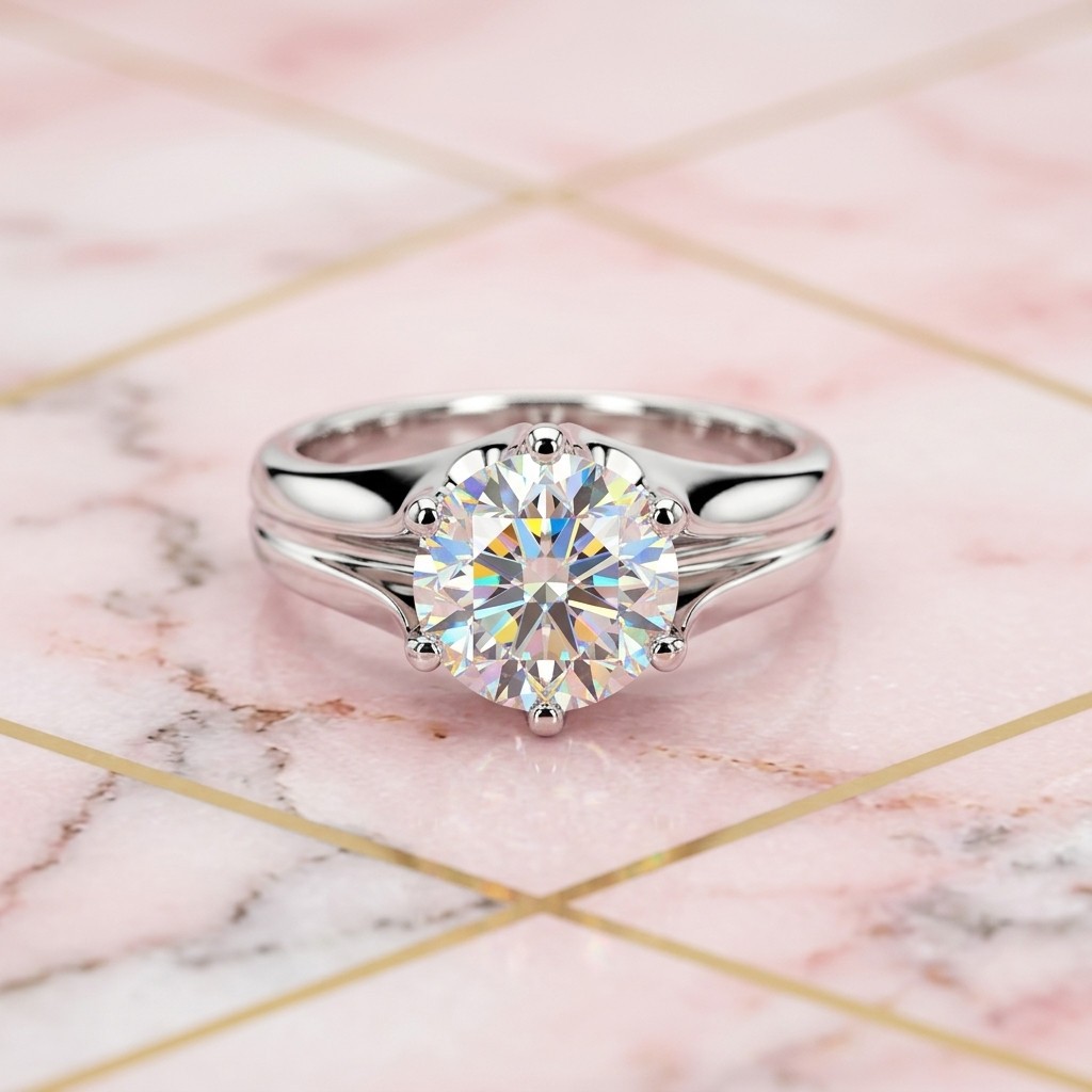David Ring with Moissanite Round 1ct D, S925