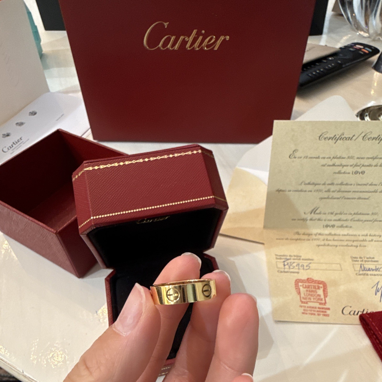 Cartier Classic Love 18K Yellow Gold Ring Size 57 Signed 5.5mm