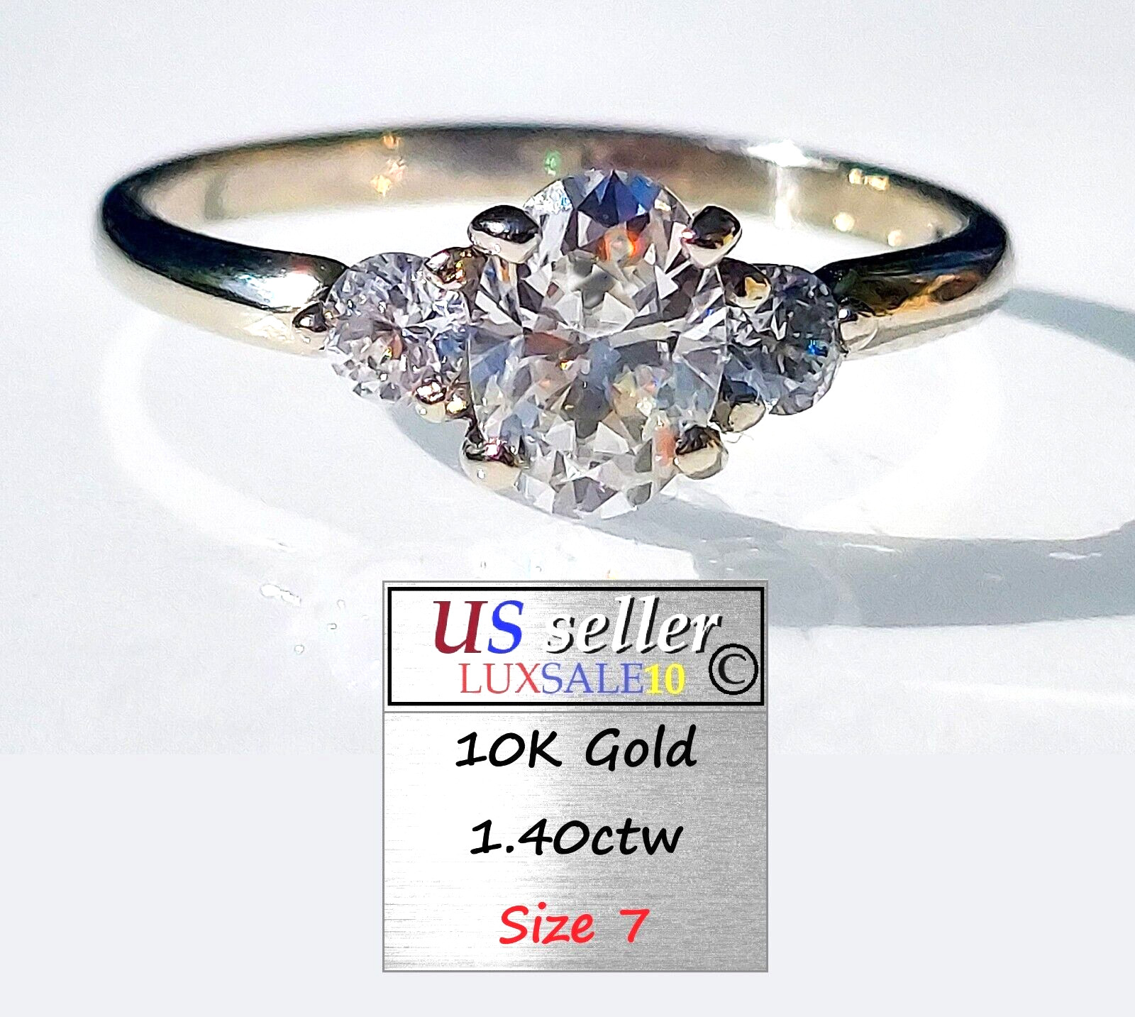 Estate ring ,10k gold ring ,1.4 carat certified ring. 3 stone ring