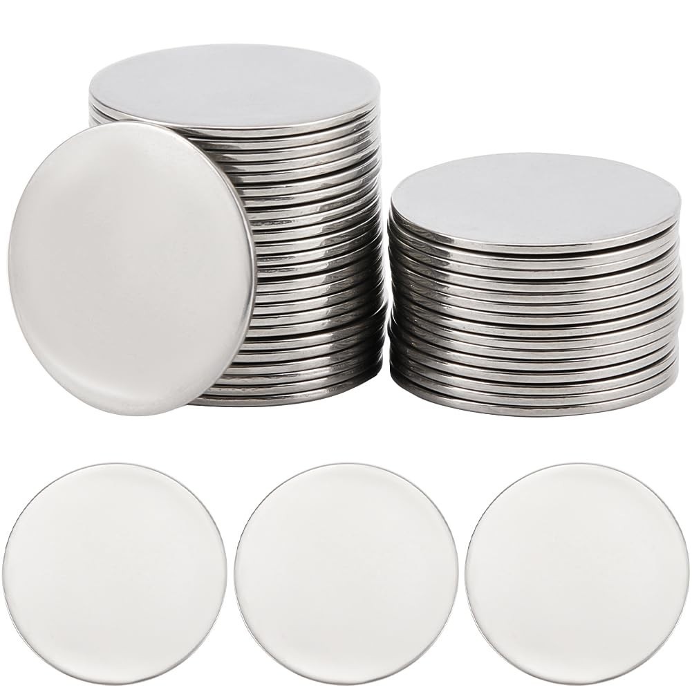 40Pcs Stainless Steel Stamping Blanks 30mm Engravable Discs for DIY Jewelry Craf