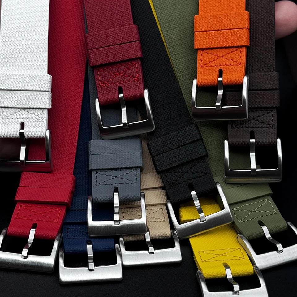 Sports Watch Strap FKM Rubber Band Wristband One Piece Fashion 20mm 22mm