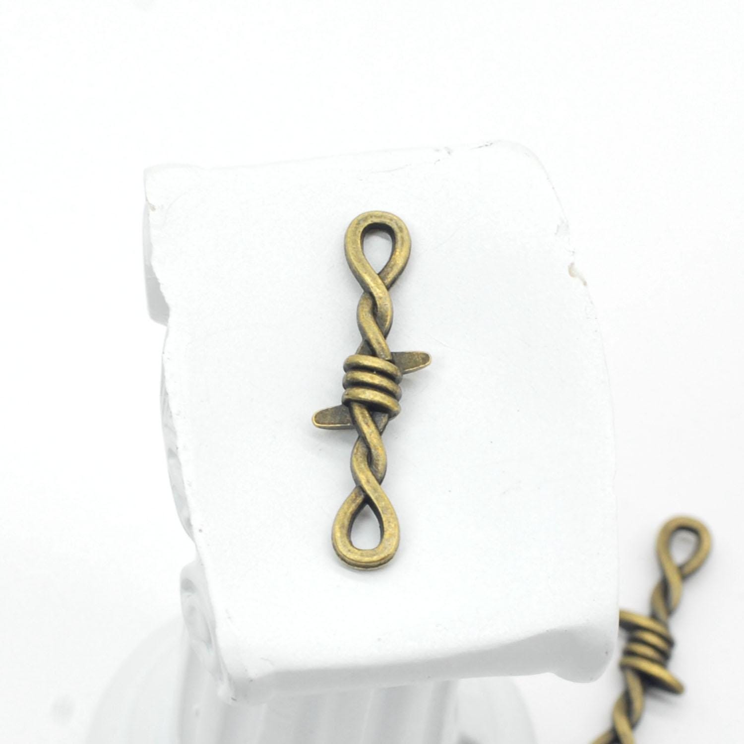 12PCS or 30PCS Antique Bronze Tone Barbed Wire Chain Choker Connectors 10X34mm
