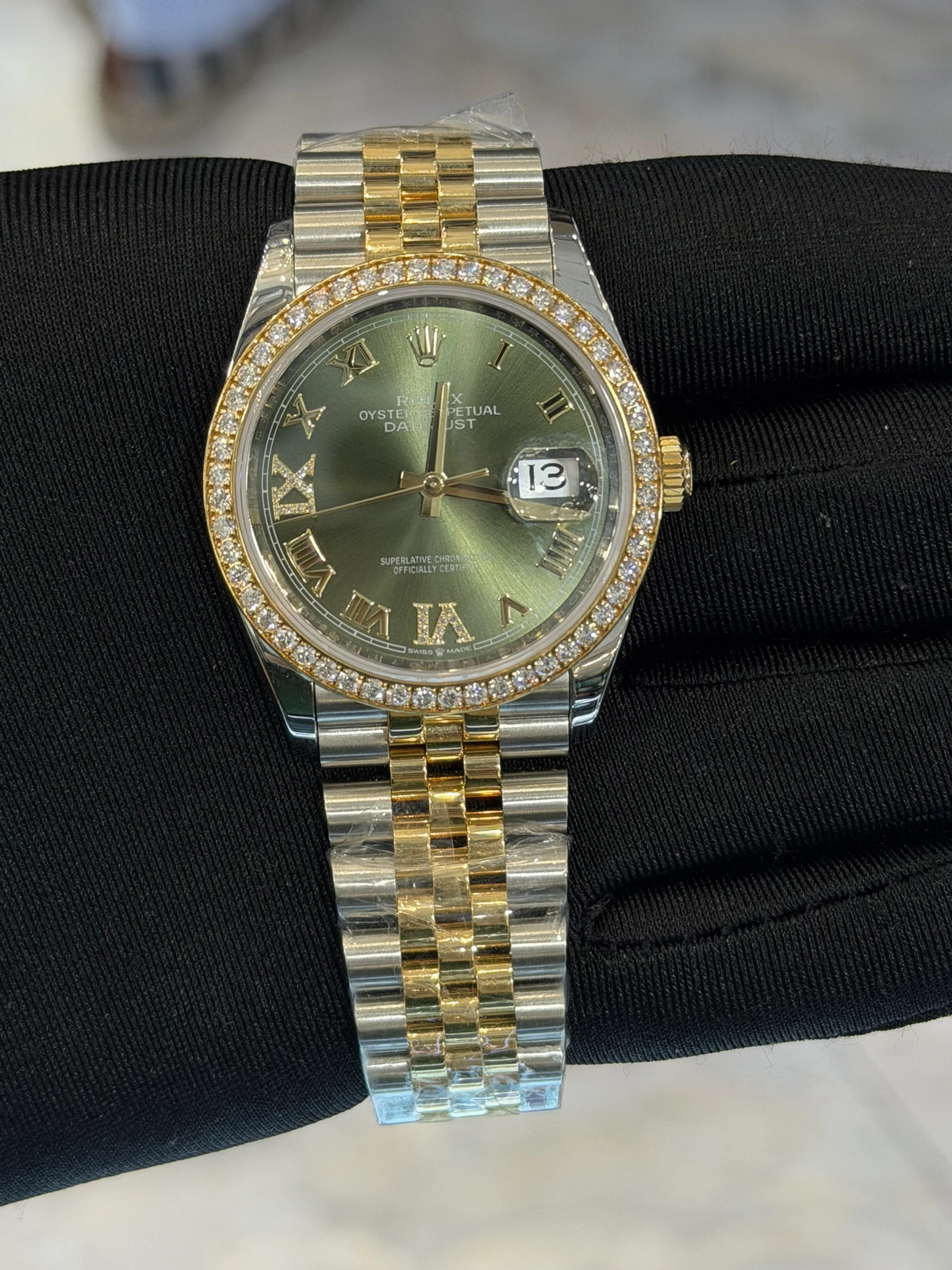 Rolex Datejust 36 Olive Green Roman Dial on Jubilee 126283RBR Complete 2024