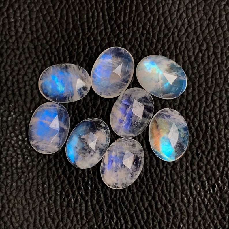 Natural Rainbow Moonstone Oval Rose Cut 5x7mm To 12x16mm Loose Gemstone