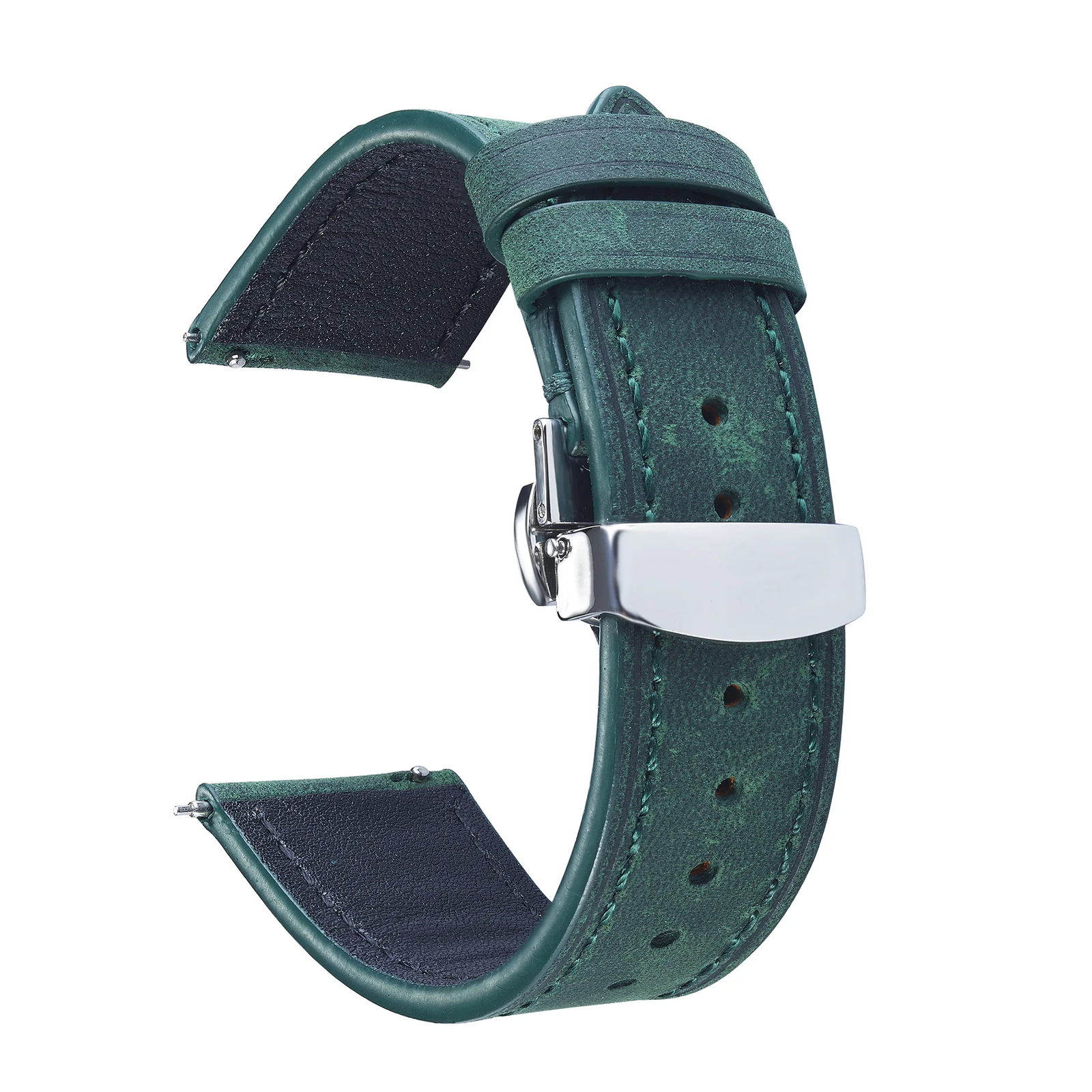 Vintage Cowhide Leather Strap Butterfly Buckle Watch Band 20mm 18 19 21 22 24mm