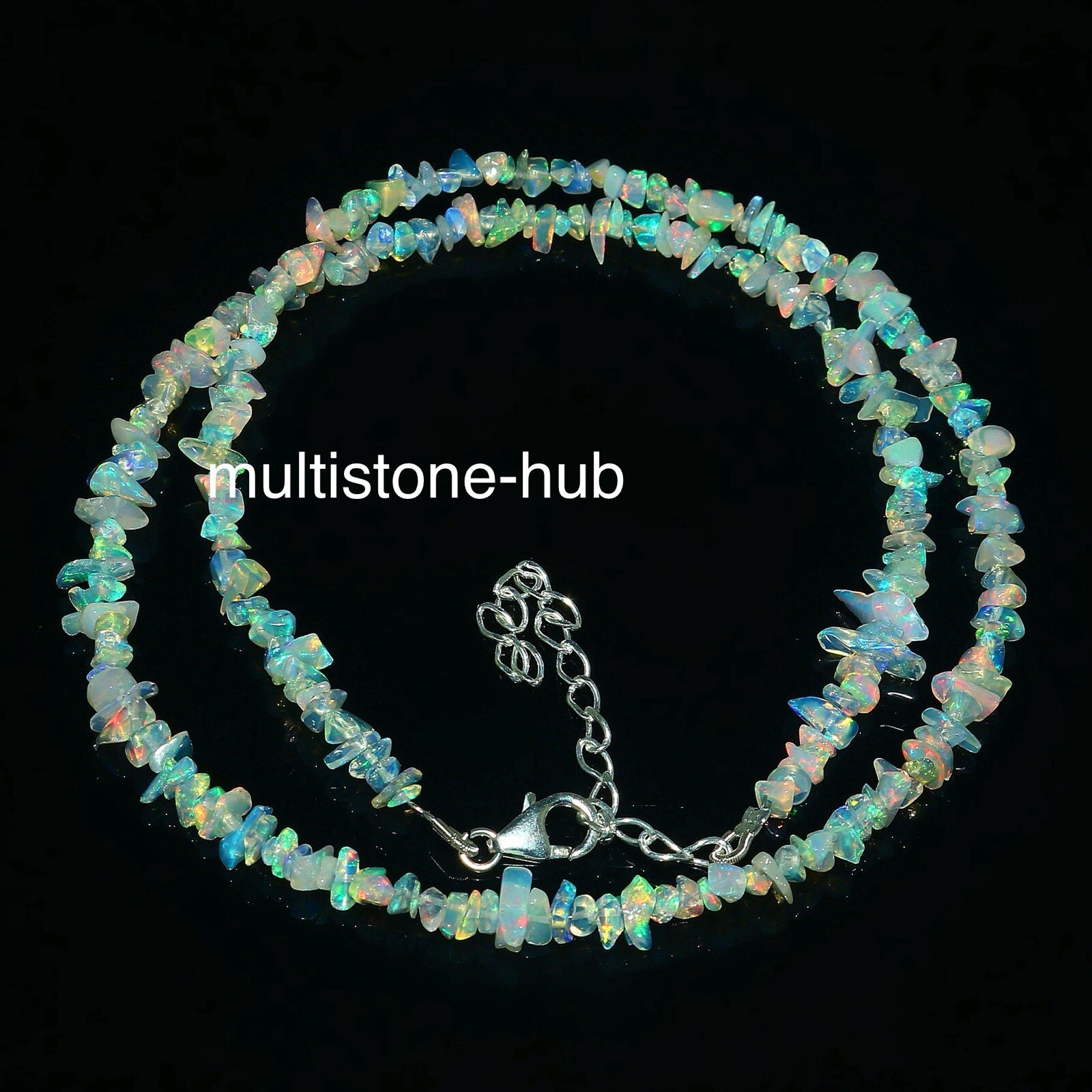 Natural Ethiopian Welo Fire Opal Uncut Chips Beaded Gemstone Necklace 16 Inches