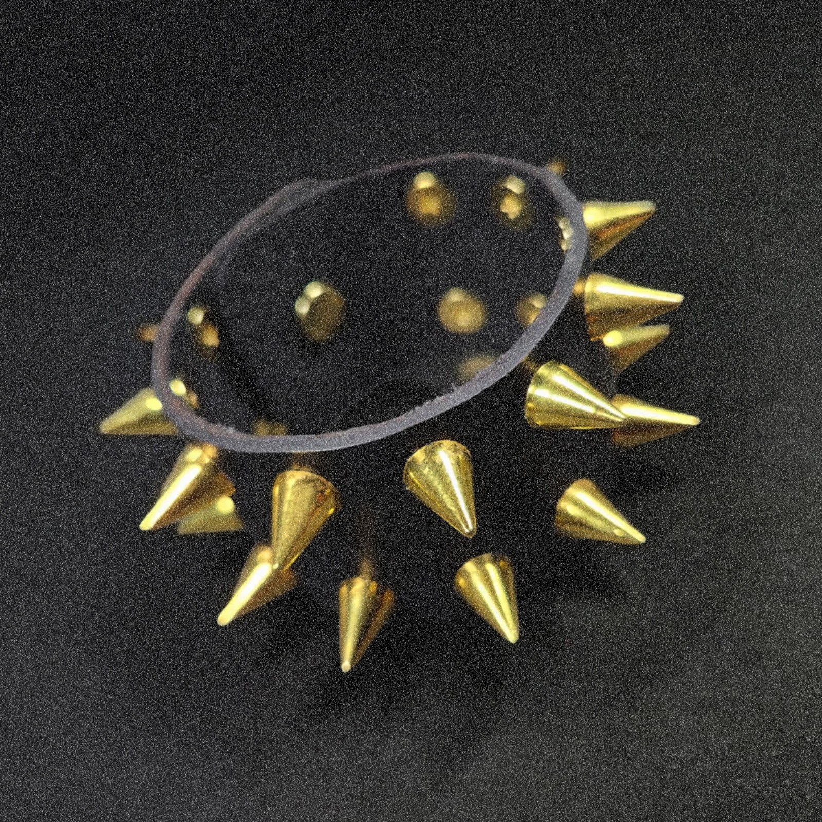 Leather Cuff – Black And Gold – Handmade Leather Spiked Bracelet