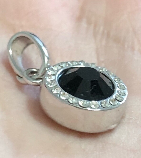 Elo7 18k Gold Plated Crystal Halo Black Zircon Filigree Back Caged Puff Pendant