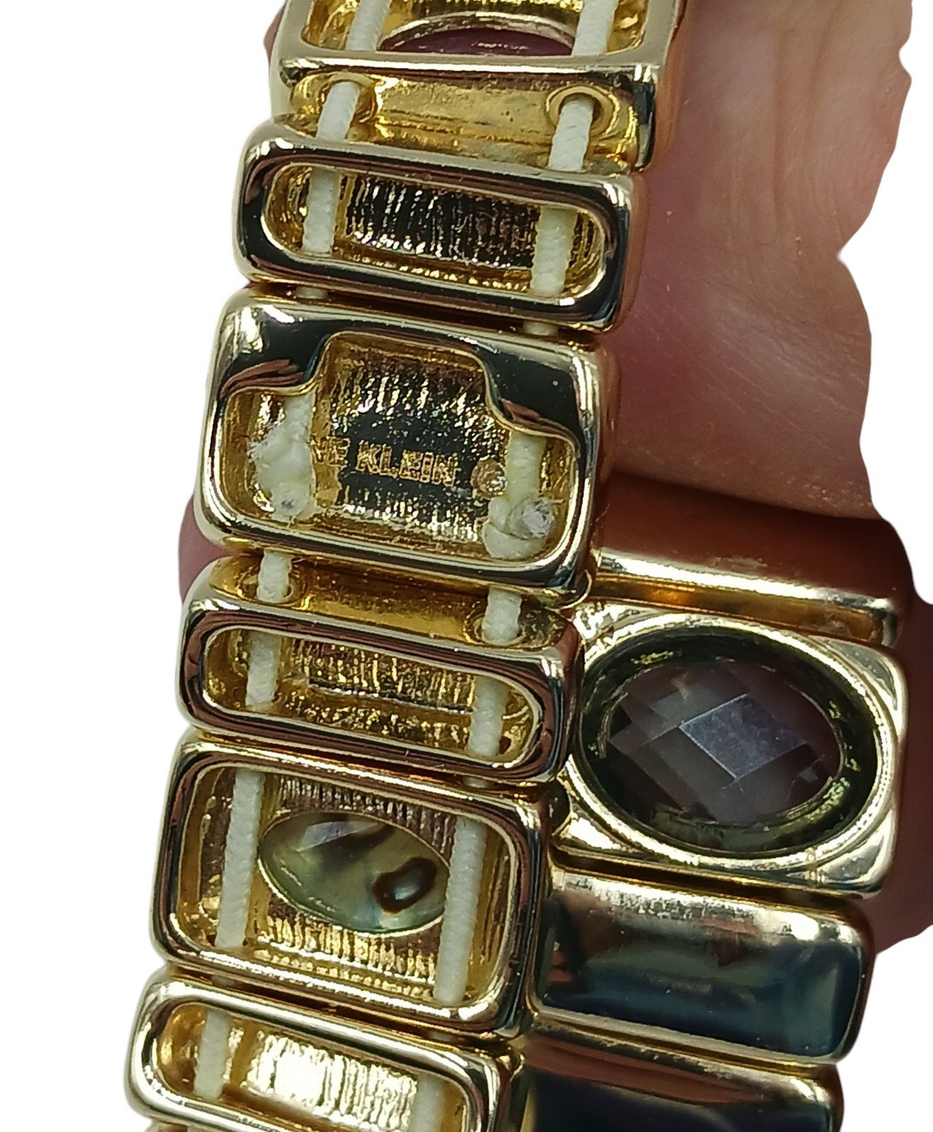 Anne Klein Tile Stretch Bracelet With Zinc Abalone And Plastic Settings Nice New