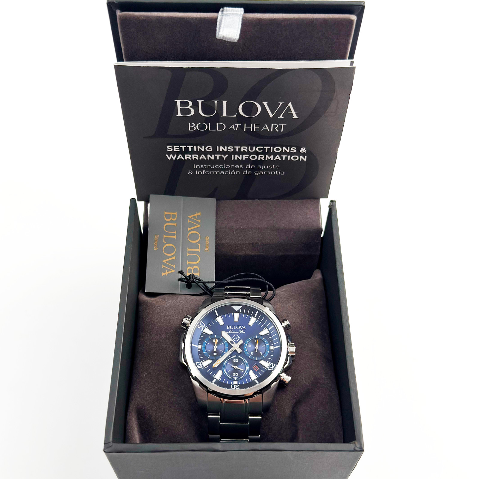 Bulova 96B256 Men’s Marine Star Watch Blue Dial Six-hand Sports Chronograph