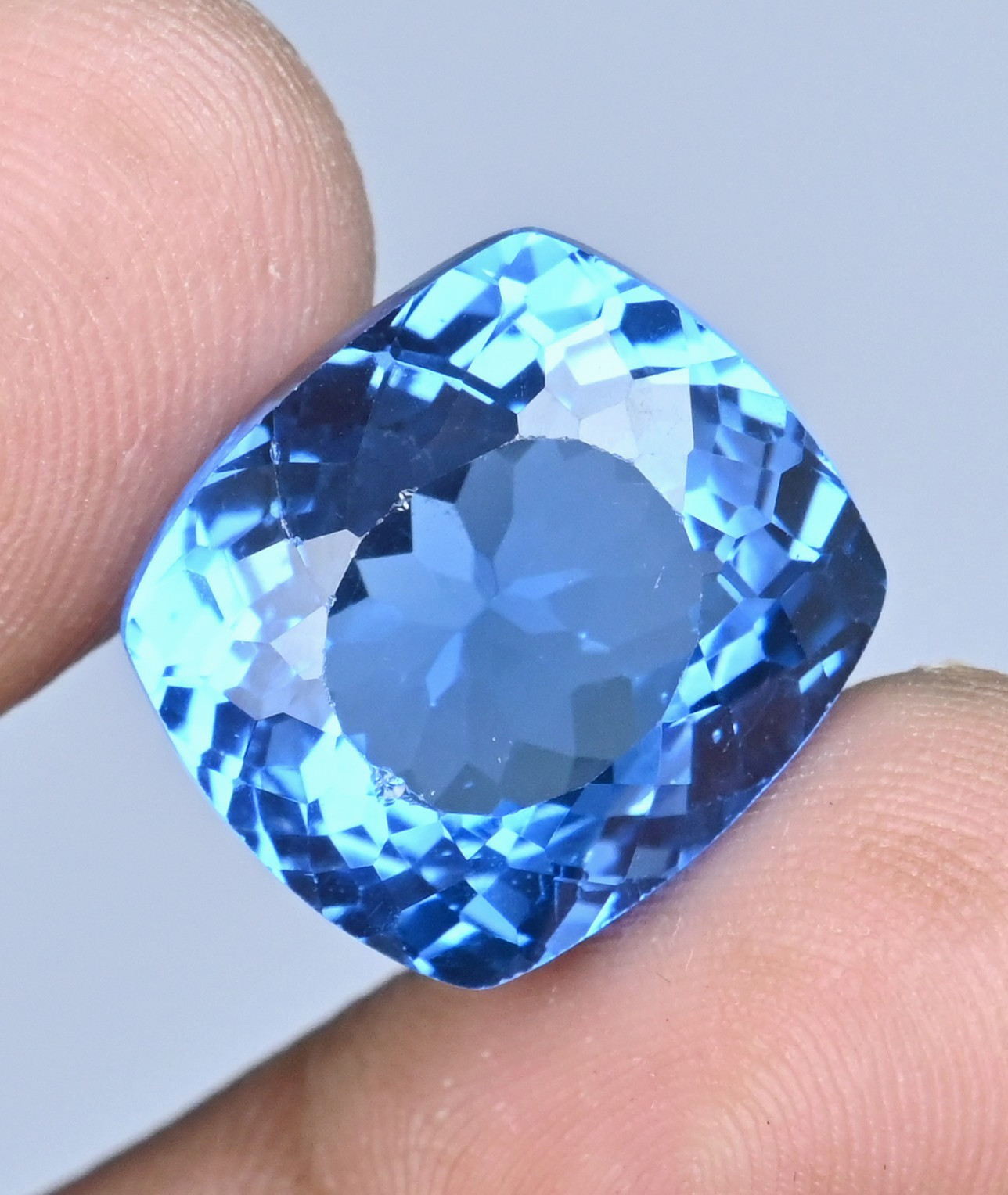 22.65 Ct Natural Flawless Namibian Blue Jeremejevite Cushion Certified Gemstone