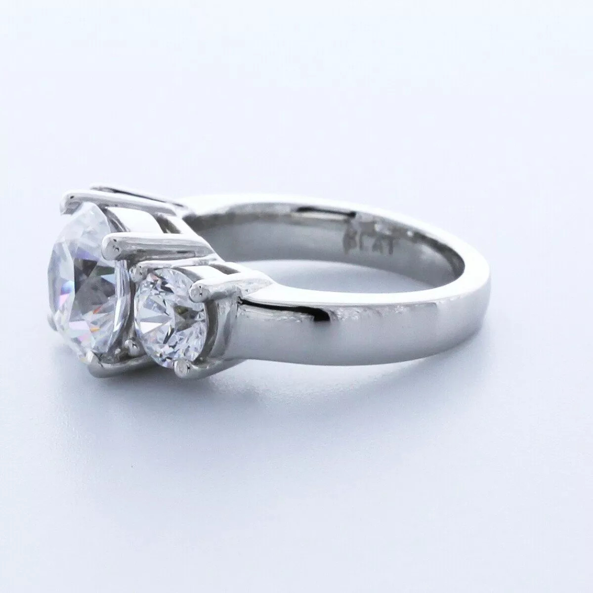 Platinum 3-Stone Engagement Ring Classic 3.17 CT Round Lab-Grown Diamond D VS2