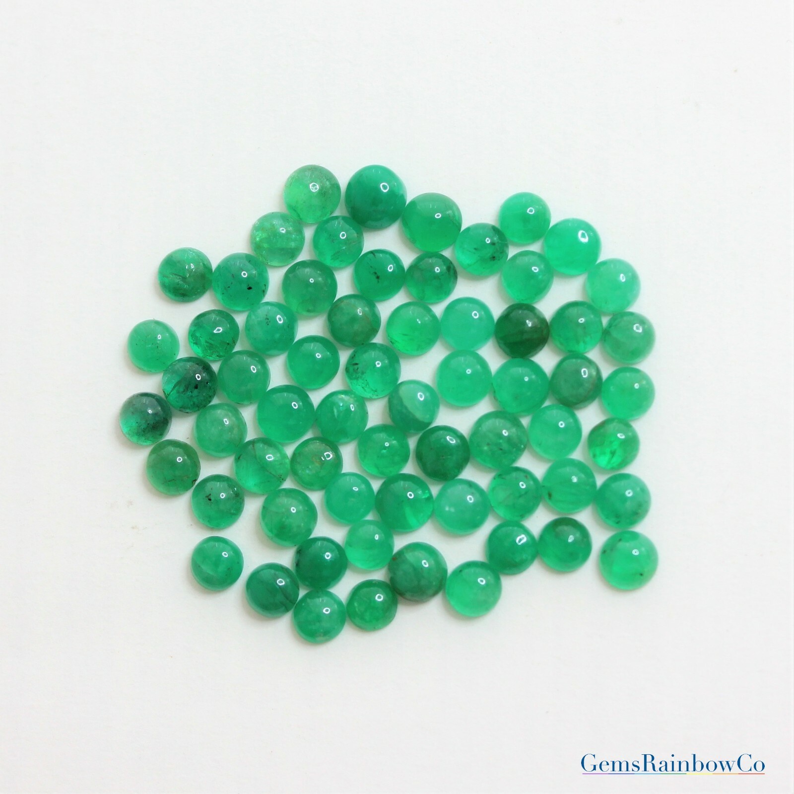 Zambian Emerald Cabochons, Natural loose Round gemstone in sizes 2 & 7mm| #868